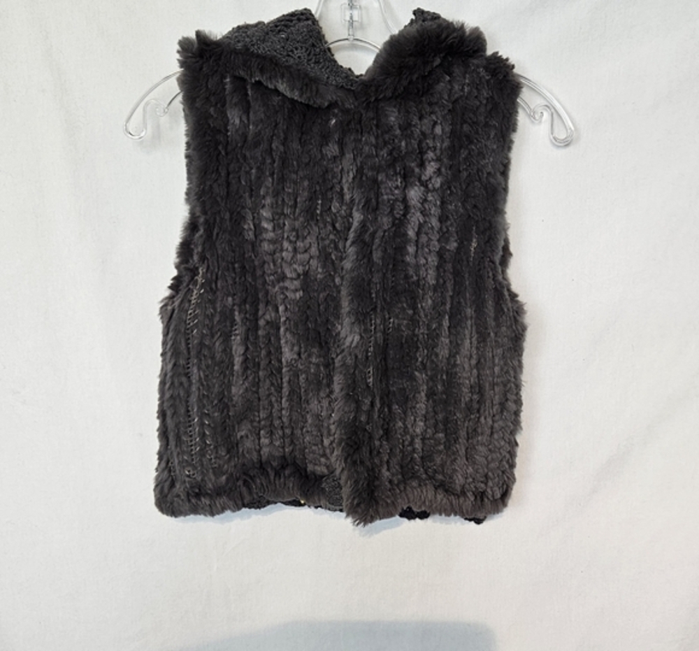 Real Fur Hodded Knit Sweater Vest